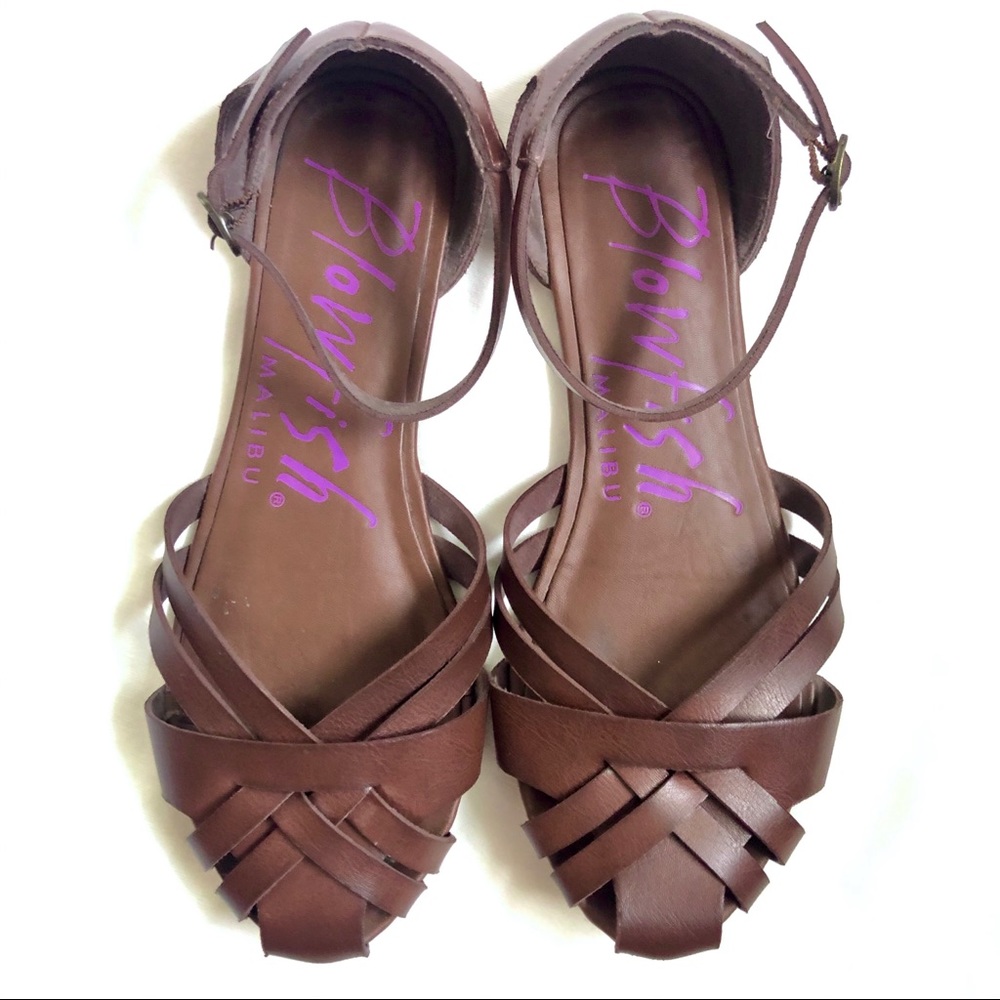 Brown Flat ankle strapped sandals
